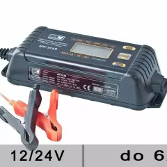 Inteligentny prostownik MW-SC6B z kablem do akumulatora 24V i 12V. Podłączanie jest proste, wystarczy zaciski do biegunów.