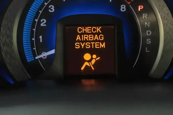 Na desce rozdzielczej świeci się komunikat "CHECK AIRBAG SYSTEM" i symbol poduszki powietrznej. To oznacza, że wystąpił błąd systemu airbag.